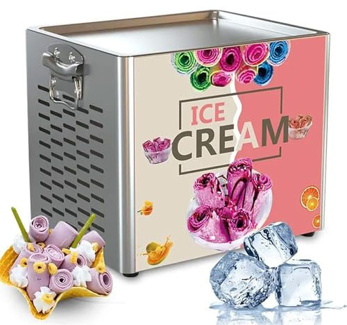 Máquina portátil para hacer helados, máquina para hacer helados fritos de acero inoxidable de 330 W, máquina para hacer helados en rollo instantáneo, máquina para hacer helados con sorbete de cerveza