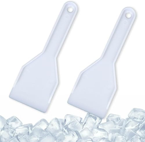 PLABBDPL Pala de plástico para hielo - pack de 2, rasca y descongela fácilmente, adecuada para neveras y congeladores, longitud 16,5cm, Ideal para uso en cocina casera, (Blanco)