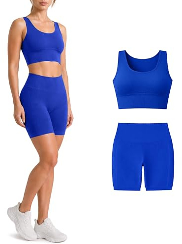 Risalti Completo Palestra Donna Costina Ilena - Set Fitness Shorts Vita Alta Microfibra e Top Sportivo, Abbigliamento Sportivo Donna - Made in Italy
