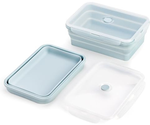 CUISITOOL Frischhaltedosen mit Deckel BPA-frei, 2000 ml große zusammenklappbare Silikon-Lunchbox, Campingschüssel für Reisen und Picknicks oder Küchenmikrowellen-Kühlschrank, 2er-Set