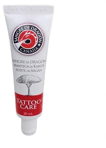 Canaiia Crema Cicatrizante Vegana para Tatuajes 30ml con Sangre de Dragón Manteca de Karité y Aceite de Argán Hidratación Intensa Regeneración Piel Colores Vivos