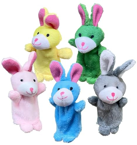 Animali dita, pupazzi di dito per bambini piccoli - Peluche Bunny Toys Interactive Toys 5 | Animali di lusso morbido giocattoli per ragazzi ragazze per spettacoli, tempo di gioco, è