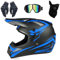 Casque de Motocross Pour Jeunes Et Adultes, Homologué DOT, Avec Lunettes, Gants, Masque, Casque de Moto Tout-Terrain, éQuipement de Protection Pour Moto, VTT, Cross-Country(Blue track,L(56-57cm))