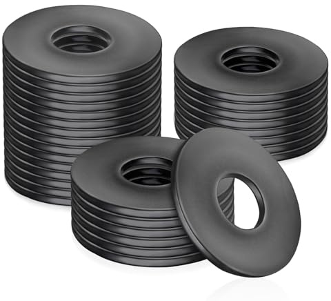 Flying Pottery 30 Pezzi M6 Rondelle Acciaio, M6 x 25 Rondelle Piatte, Rondelle Acciaio Inox Nero, Rondella Piatta Distanziatori Rotondi in Metallo per Viti, Bulloni, Dadi