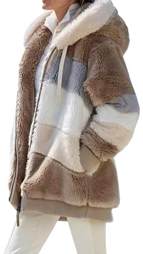 Damfleecejacka Plyschjacka fuskpälsjacka Huvjacka Cardiganjacka Zip Teddy Fleecejacka med huva