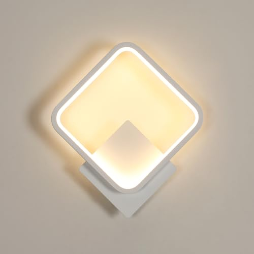 Osairous Applique da Parete LED Interno, 17W 1912LM Lampada da Parete Moderno Quadrato in Alluminio, Lampade da Muro per Camera da Letto, Soggiorno, Corridoio, Scale, 3000K Bianco Caldo, Bianca