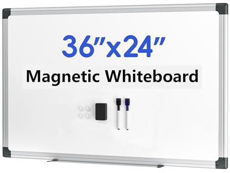 VUSIGN Magnetic Dry Erase White Board for Wall 36×24- 1 Eraser, 2 Markers, 4 Magnets, Aluminum Frame Whiteboard for Home, School, Office