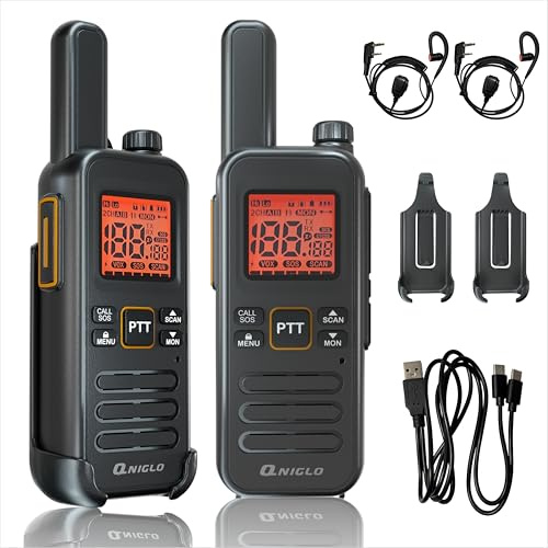 Walkie Talkie Largo Alcance Profesional, PMR Radiocomunicación Walkie Talkies con Cargador USB y Pinganillo - 16 Canales sin Licencia VOX, para Adultos Sobrevivir en el Campo Ciclisimo