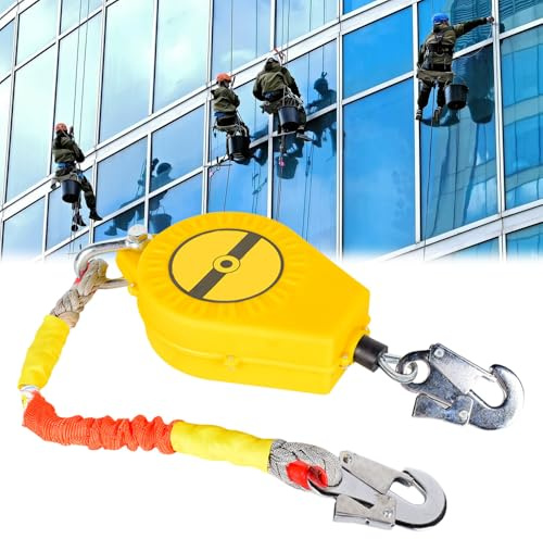 KBIBCK Self Retracting Lifeline 10 M Retractable Fall Protection Set, Portable Retractable Lifeline with Double Locking Structure, Fall Arrest Protection for Roof & High-Altitude Work (Load 150KG, C)