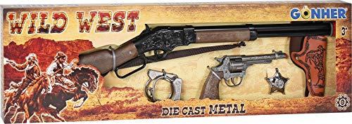 Gonher 498/0 - Wild West-Set mit Revolver und Gewehr 8-Schuss