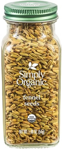 Simply Organic Whole Fennel Seed, 1,90 oz, Mild Sweet Flavor, Aromatic, Reminiscent of Licorice, Kosher