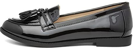 Lilley Anais Womens Black Patent Loafer - Size 8 UK - Black