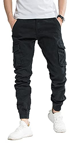 TONY BACKER Pantaloni Casual Uomo Pantaloni Cargo Uomo Pantalone Vintege G6551 (IT, Misura del girovita, 44, Regular, Regular, Nero)