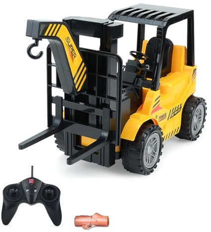 Goolsky Chariot élévateur télécommandé, Chariot élévateur électrique télécommandé à 6 canaux avec lumière, Batterie Rechargeable et Chargeur, Jouet de Construction pour Enfants garçons