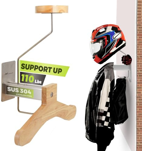 MidingChai Support Casque Moto, Porte Casque Moto, Support Casque moto Mural pour Gilet Tactique Porte Casque Moto, pour Ranger Les Accessoires de Moto et de VéLo, (avec Vis D'Expansion)