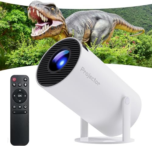 Portable HY300 Projector Magic 4K/200 ANSI Smart LED Display Screen WiFi6 Phone Bluetooth, BT 5.0, Built-in Android OS 11.0, Home Outdoor Cinema Short Throw Ceiling Mount, Auto Keystone Correction