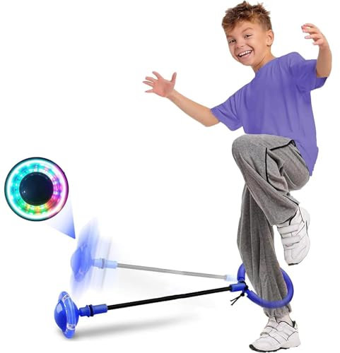 Kinder Blinkender Springring FußKreisel,Springball für Kinder-Faltbarer,Swing Wheel mit Lichtrad,Verdickter Schwamm Schützt die KnöChel,Fettverbrennungsspiel und Ballspiele für Kinder und Erwachsene