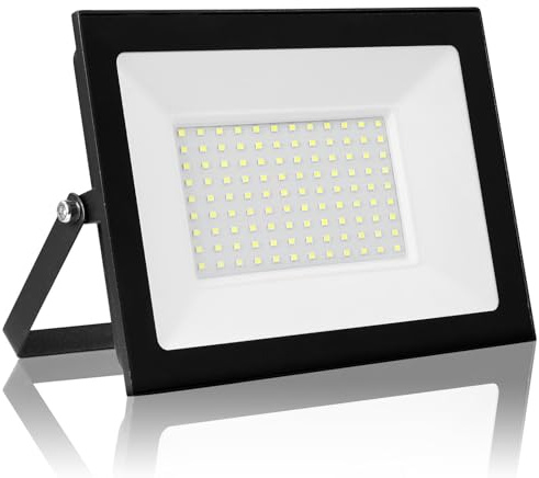 Sararoom 100W LED Flood Light Ourdoor, 10000LM Super Bright LED Security Light, 6500K Daylight White Outdoor Floodlight, IP66 Waterproof Ultra Thin Wall Light for Garden, Backyard, Yard, Garage