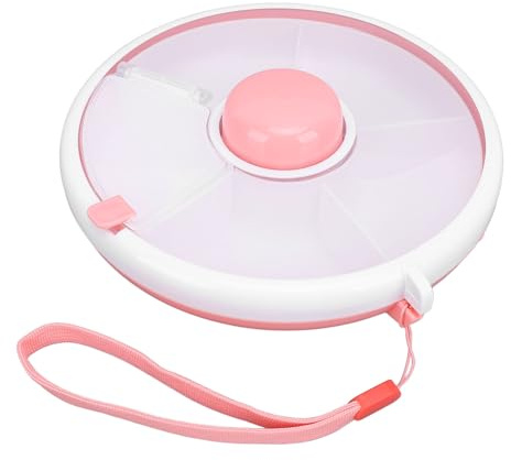 Paquete Giratorio de Bocadillos para Niños, Contenedor Reutilizable con Dispensador de 5 Compartimentos y Tapa, Contenedor de Almacenamiento de Alimentos para Bebés Giratorio de