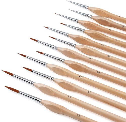 Zingarts Paint Brush Set,12Pcs Paint Brushes Value Pack, Includes 12 Different Types of Brushes,Wooden Color,Easy to Clean for Washable Paint Acrylic