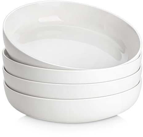 MALACASA Large Pasta Bowls 48 oz, 9 Inch Premium Porcelain Salad Bowls Set of 4, Scratch Resistant Serving Bowl, Modern Ceramic Soup Bowls Noodle Bowl, Microwave Dishwasher Safe, Series Luna