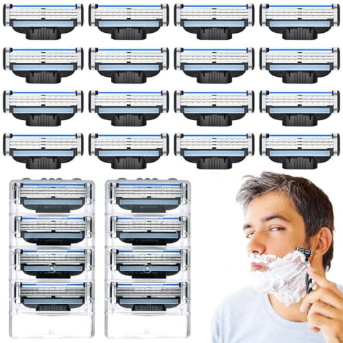 24er-Pack Mach 3 Rasierklingen, Nachfüllklingen für Mach 3, Rasierklingen-Sicherheitsrasierer, Ersatzklingen für Nassrasierer für Herren zum Reinigen von Bärten