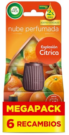 Air Wick Essential Mist - 6 recambios de ambientador difusor aceites esenciales para casa con aroma a Explosión Cítrica
