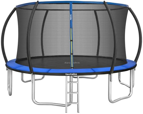 tectake® Trampolino Elastico per Bambini e Adulti Ø 244/305/366 cm, Certificato GS, Tappeto Sport Resistente agli Strappi, Rete di Sicurezza Bambini, Scaletta, Struttura in Acciaio, Bordo Imbottito