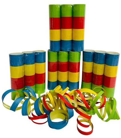 Generico Stelle Filanti di Carta Confezione da 12 Rotoli 240 Strappi Dischetti Totali Stelle filanti Carta Festa Party Compleanno Matrimonio Carnevale Stelle Filanti Colorate Stelle Filanti 4 Colori