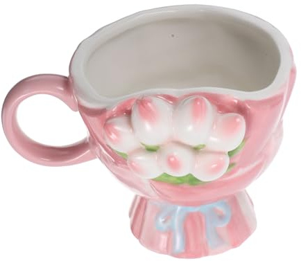 OUNONA Tagura Di Caffè in Ceramica Di Tulipano Carino Per Ufficio Per Uso Domestico Coppa Di Porcellana Decorativa E Leggera Per Il Latte Di Caffè Da Tè Design Elegante