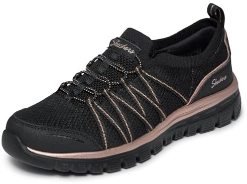 Skechers Women's Graceful Purecrush Slip-On, Black/Rose Gold Knit, 9 UK