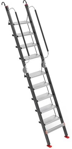 GJMDCMA Foldable Metal Bunk Bed Ladder Space-Saving Loft Bed Steps 275cm/108in Black Staircase for Attic Strong Support for Easy Access to Bunk Beds