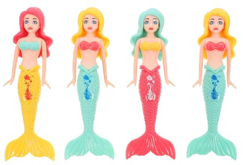 Alasum Giocattoli da Immersione Sirena per 4 Pezzi in Plastica Colorati Anelli da Piscina per Giochi Subacquei e Allenamento Nuoto Piscina Stagione Calda