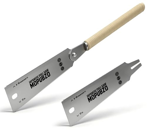 60cm Ryoba sega giapponese per legno professionale 6-10/17 TPI, sega giapponese a doppia lama con manico in rattan, taglio longitudinale e trasversale fine e rapido, Bonus 1 Ersatzblatt.