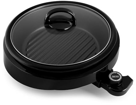 Aroma Housewares ASP-137B 3-Quart/10-inch 3-in-1 Super Pot with Grill Plate, Black