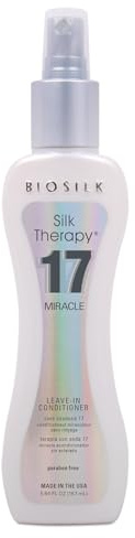 BioSilk Silk Therapy Miracle 17,Leave-In Conditioner for Dry & Damaged Hair,Reconstructs,Repairs & Hydrates, Adds Shine,Controls Frizz & Defines Curls, Sulfate-Free, Paraben-Free, Cruelty-Free,5.64 Oz