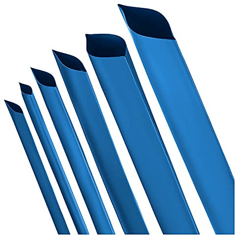 ISOLATECH Gaine thermorétractable au mètre, bleue, sans colle, Ø 15mm 1 mètre Set de polyoléfine 2:1 pour l'isolation de câbles, soudures, sans inscription, résistant aux UV (Ø15mm 1 mètre)