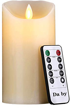 Da by Velas LED, H-15cm，Vela sin Llama de 300 Horas y Control Remoto de 10 Botones.[Clase de eficiencia energética A].