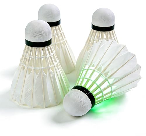 NOVELTY PLACE Led Badminton Shuttlecock Set Birdies for Yard Games, Outdoor Indoor Sports Toys (4 Pack)