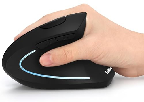 Ergonomic Mouse, LEKVEY Vertical Wireless Mouse - Rechargeable 2.4G Optical Vertical Mice : 3 Adjustable DPI 800/1200/1600 Levels 6 Buttons, for Laptop, Mac, PC, Computer, Desktop, Notebook etc, Black