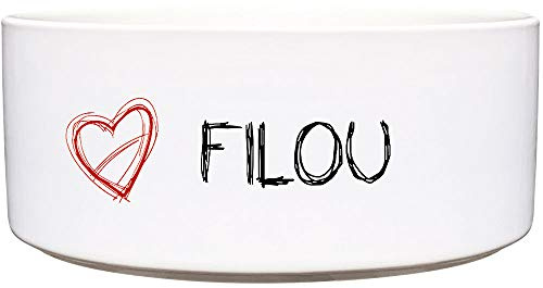 Cadouri Keramik Hundenapf ︎ personalisiert ︎ mit Name deines Hundes┊Futternapf Wassernapf (Herz) - 1.300 ml