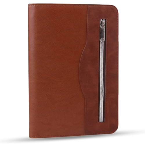 KXF A5 PU Leather Zipped Conference Folder Journal Portfolio 160 Pages Refillable Ring Binder Personal Work Organiser Padfolio with Calculator, Ring Binder, Calendar, and Pen Holder, Ideal for Gifts