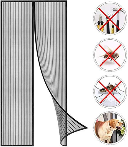 WAFWYY® Magnet flugskärm dörr insektsskydd, magnetisk gardin självhäftande installation utan borrning, myggnät magnetisk stängning, full ram, 80 x 210 cm