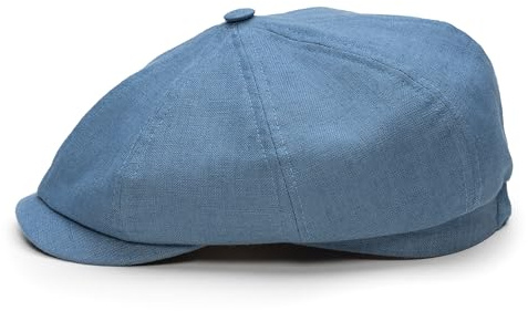 Sterkowski Modelo Rowdy | Gorro deslizante 100% lino para hombre y mujer | Gorra plana de verano ligera y ventilada, azul claro, 55