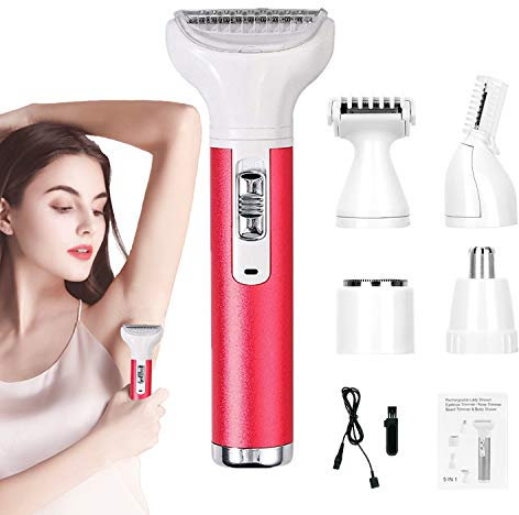 Yoyika Epilatore Elettrico Donna 5 in 1 Multifunzione, Rasoio Elettrico da Donna, Rasoi Portatili per la Rimozione dei Peli Indolori per Sopracciglia, Ascelle, Braccio, Gambe, Peli del Viso,Bikini