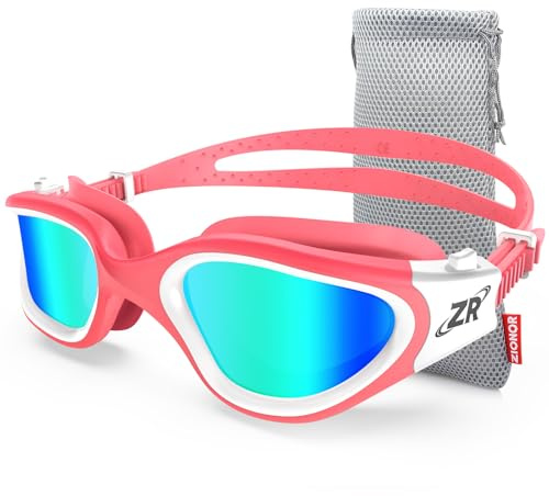 ZIONOR Polarisierte Schwimmbrille für Damen und Herren [Upgrade], G1 Schwimmbrille mit verspiegelter/rauchiger Linse, UV-Schutz, Anti-Beschlag, verstellbarer Riemen, professioneller Komfort