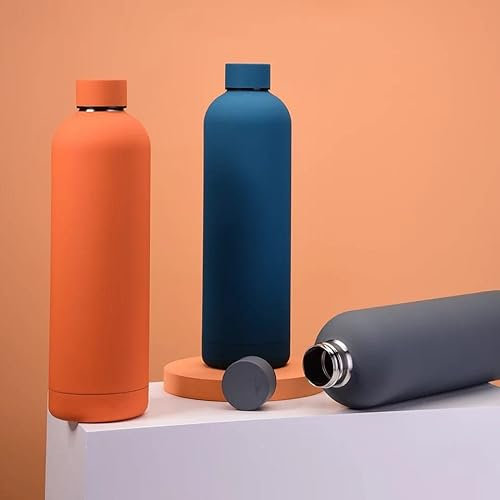 Stainless Steel Food Grade Double Wall Matte Rubber Painted Non Slip 12hr Hot & 24hr Cold Flask Bottle Quality Travel, Sports Water Bottle, Gift (500ml, White)