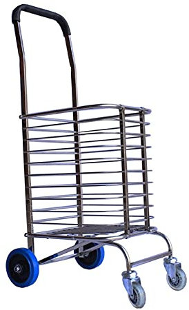 PACUM Carro de la Compra Carro de la Compra con Ruedas giratorias Carro de la Compra Plegable con asa Ancha para comestibles, lavandería, Libro, Carro de la Utilidad (metálico) Vision