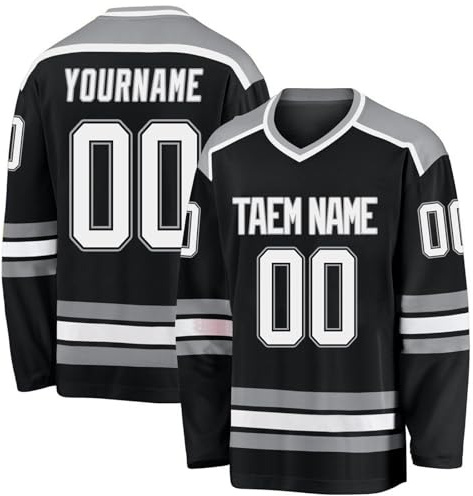 Custom Ice Hockey Jersey Personalized Printed Long Sleeves Hockey Jersey Apparel for Hockeys Fans Men Women Youth, 42 Colour Options for Team Uniforms, Gifts, S-5XL Size Range