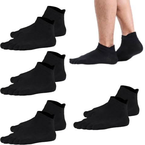UILYNIU 4 Pares Calcetines 5 Dedos para Mujer y Hombre Calcetines Deporte Tobilleros, Calcetin Cortos de Cinco Dedos Algodón, Corto Algodón Transpirable, Low Cut Calcetin Running Atlético Caminar